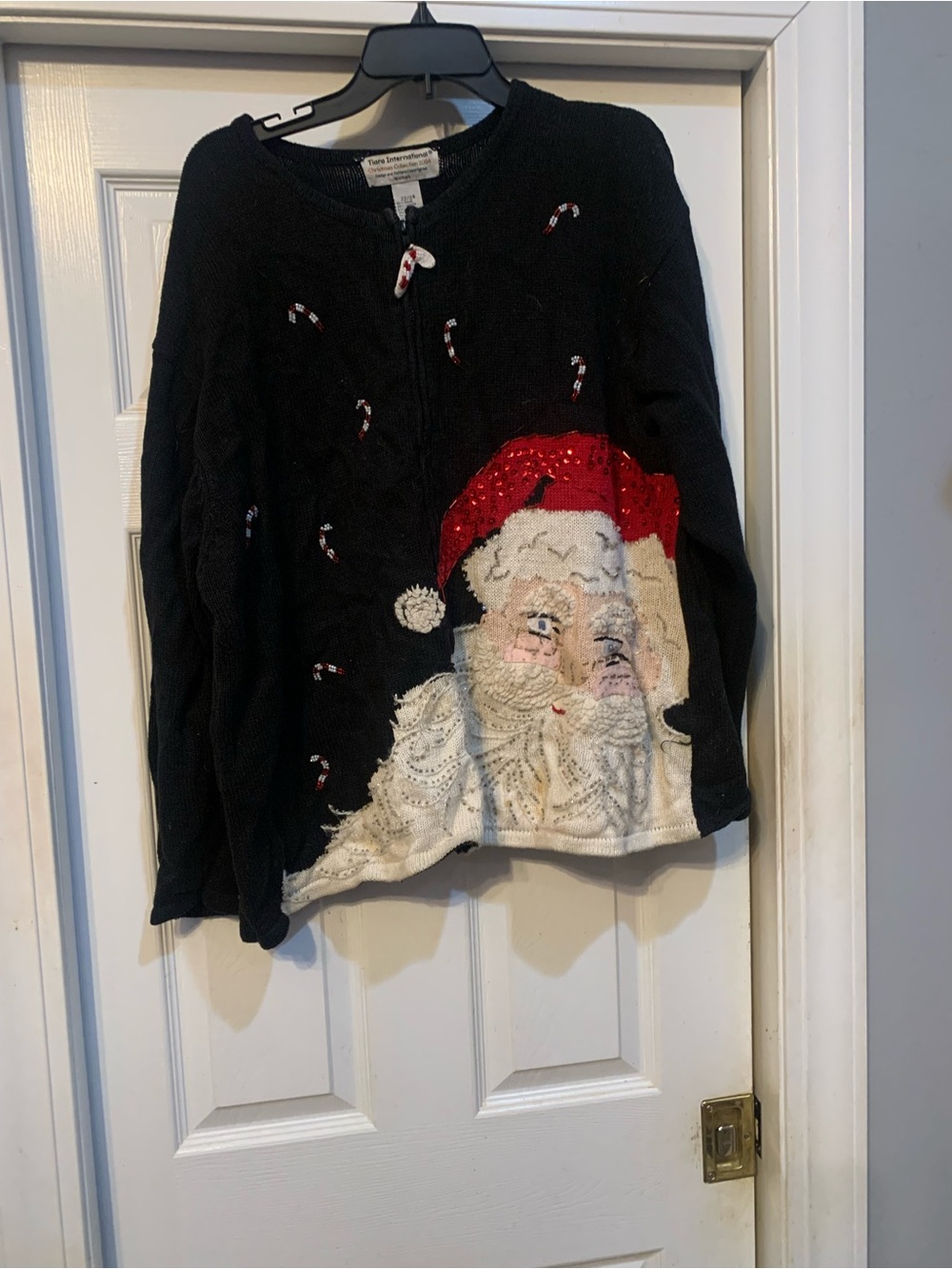 Black Santa Christmas Sweater - Holiday Knit Pullover Vintage Womens Plus 3X